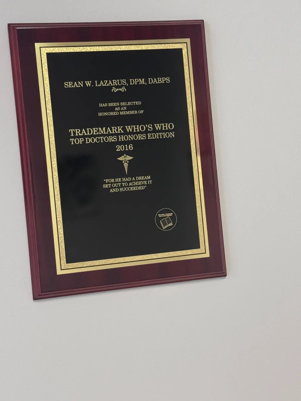 Dr. Sean Lazarus award and recognition 6
