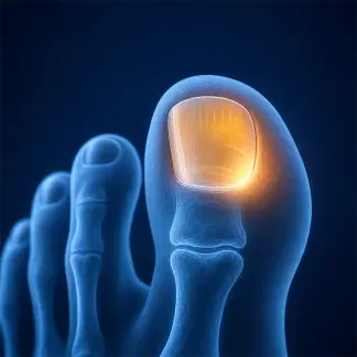 X-ray visualization of fungal nail treatment and toenail condition