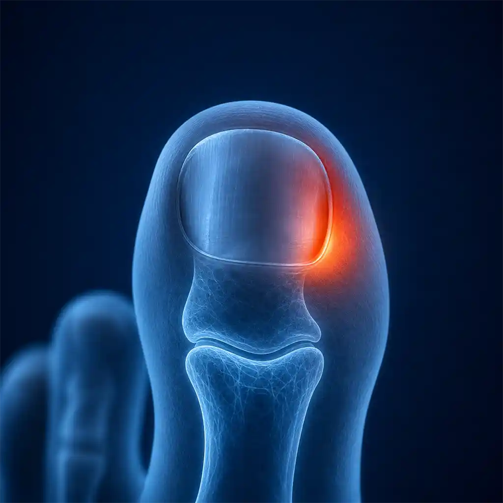 Homepage condition tile highlighting pain along the edge of an ingrown big toenail
