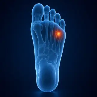 X-ray visualization of plantar warts on the sole of the foot