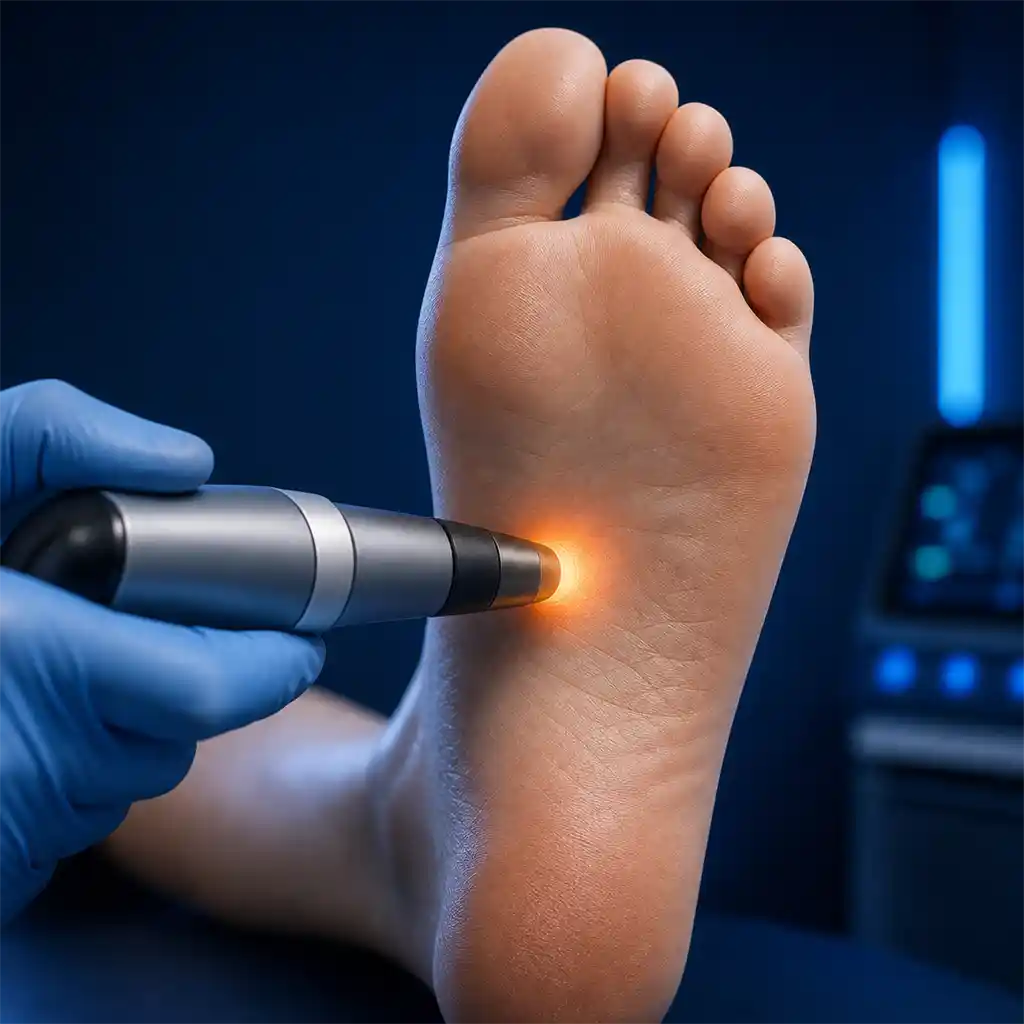 Podiatry applicator used during plantar wart care