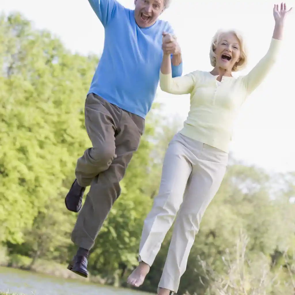 Active older couple enjoying comfortable movement outdoors
